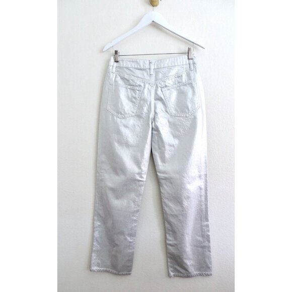 NEW! Rebecca Minkoff Silver Metallic Straight Jean SZ 4 - Picture 6 of 9